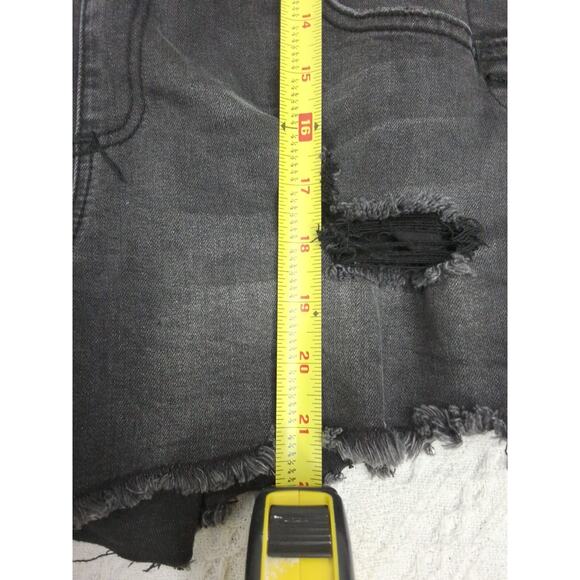 FOREVER 21 Black DENIM Distressed CUTOFF Shorts Overalls Sz 10 Punk Grunge Metal - Picture 8 of 8